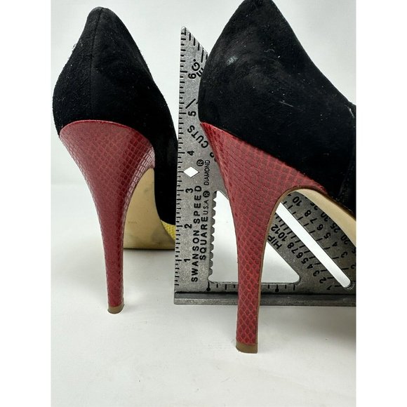 Marc Fisher Black and Yellow Peep Toe Heels with Red Stiletto - Picture 7 of 7